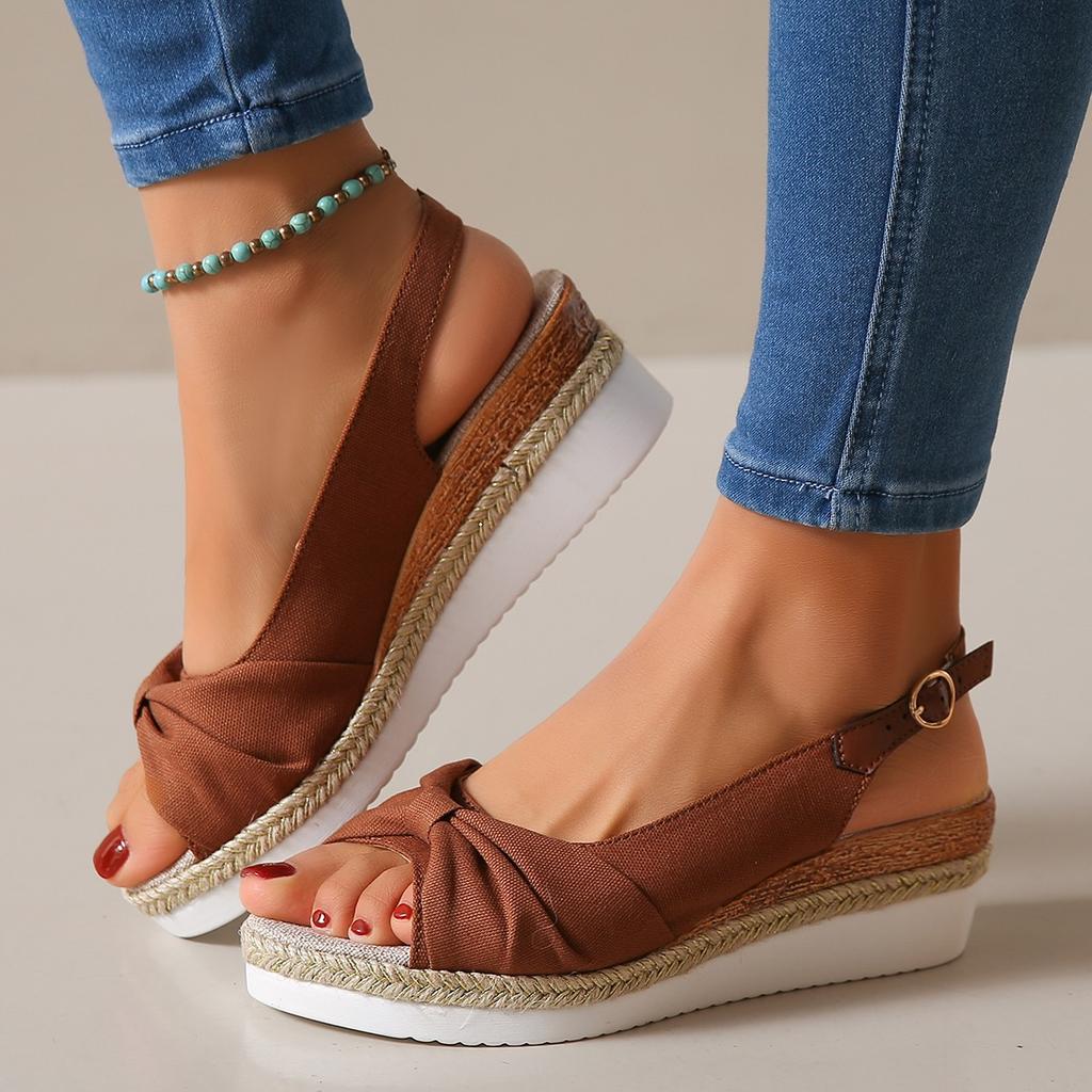 Women Fashion Sandals Open Toe Casual Wedge Platform Sandals Soft Sole Light Work Shoes Large Size Flat Comfortable Beach Shoes