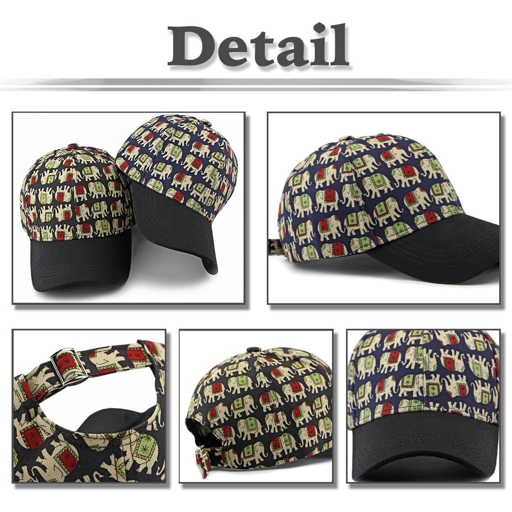 Elefantenprint Ethnisch Lässig CZA256 [Weißer Zahn] Kappe, Design, Hut, Herren, Damen, (Schwarz)