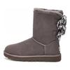 UGG Sheepskin Warm Durable Non-Slip Plaid Ribbon Short Snow Boots Women Boots Gray 1118935-CHRC