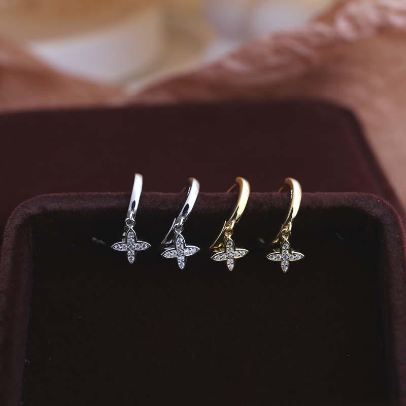 Diamond-inlaid Short Four-pointed Star Earbud Earrings for Women New Fashion and Cold Style Personalized Earrings