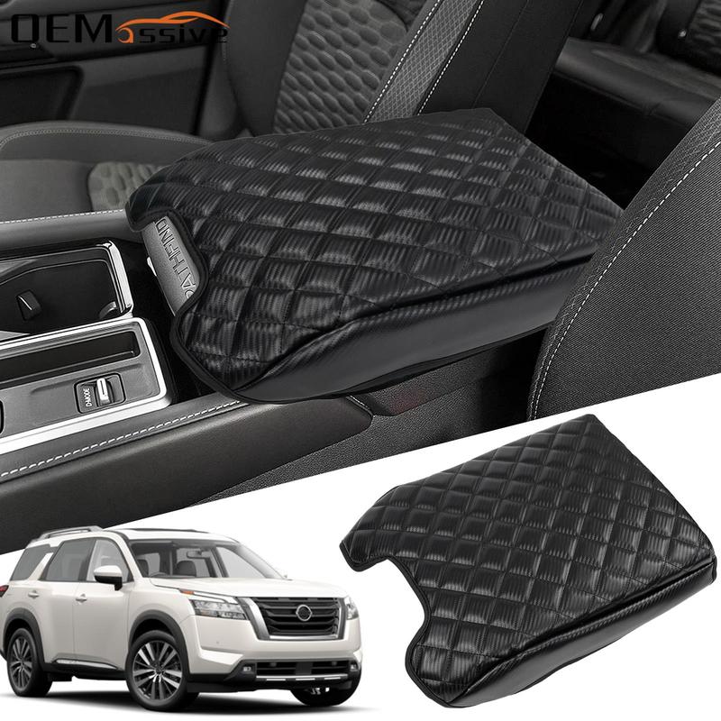 

PU Carbon Fiber Leather Black ized Center Console Holder Cushion Armrest Handrail Cover Assembly For Ford F150 2015- Carbon Fiber Leather