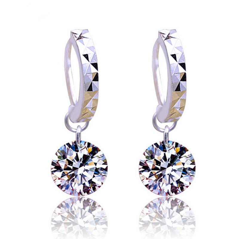 Sterling Silver S925 Zircon Six-Claw Earrings for Women