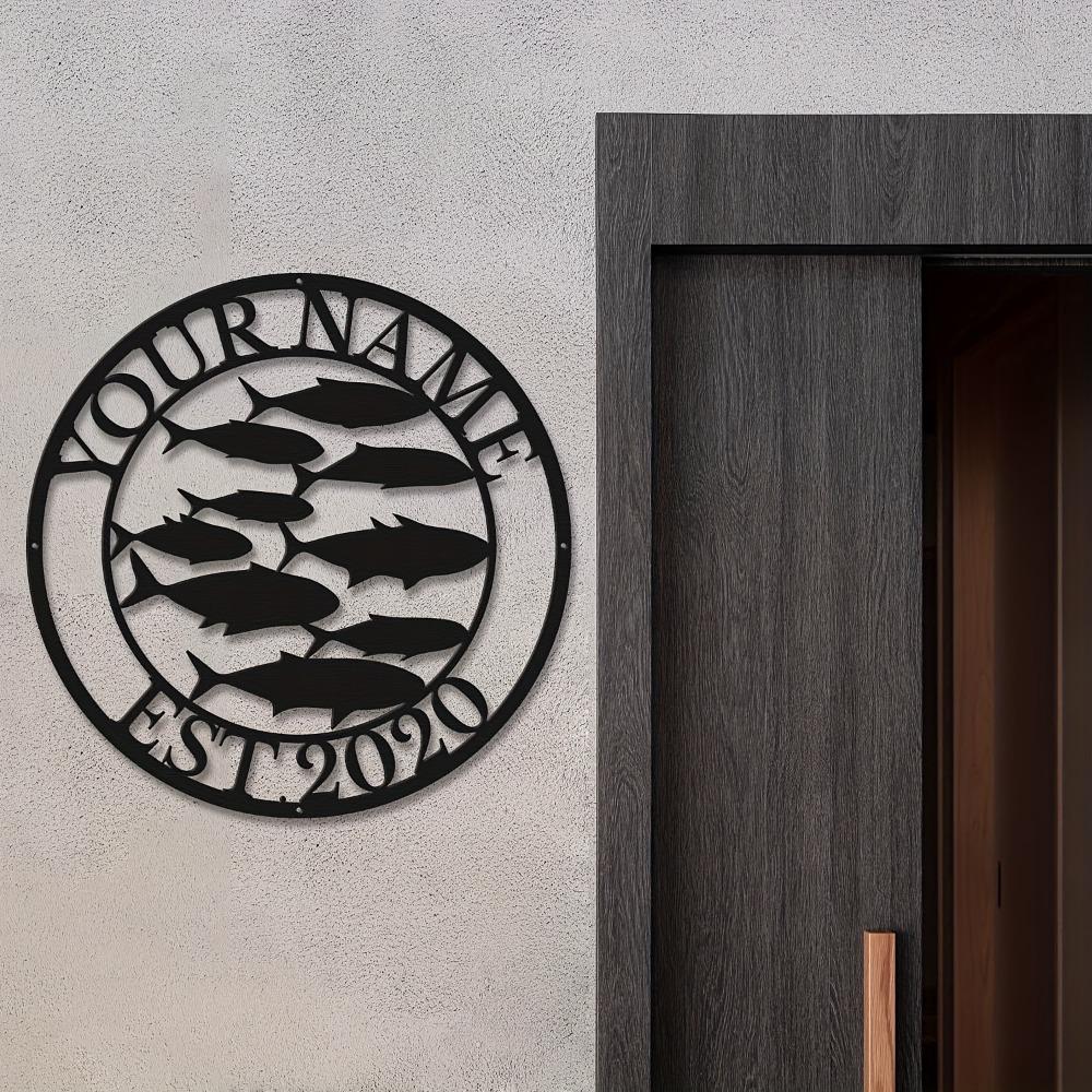 Personalizable Metal Wall Art Fish Design Home Decor Sign