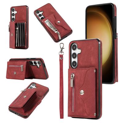 Umhänge-Kartensteckplatz Geldbörse Lederhülle für Samsung Galaxy S24 Ultra S21 S22 Plus S23 FE A14 A24 A34 A54 A15 A25 A52 A72 Abdeckung