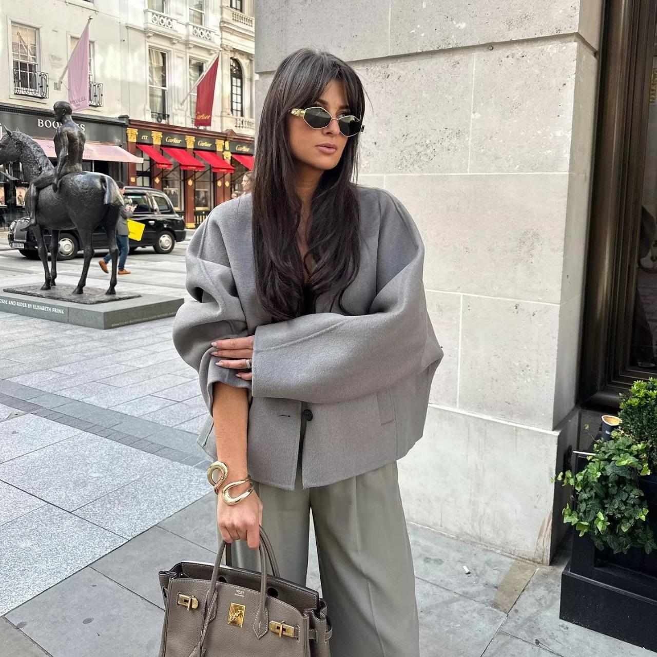

2024 Spring Woolen Kimono Coat for Women S