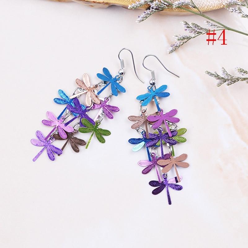 1 Pair Fashion Women Lady Elegant Rhinestone Dragonfly Dangle Ear Stud Earrings