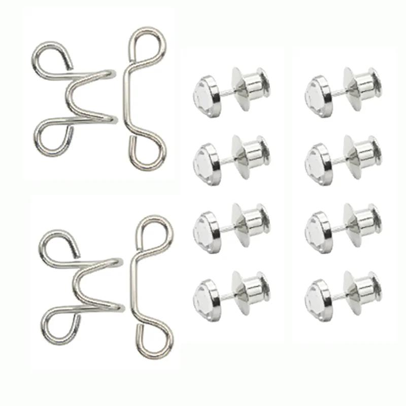 2páry Sponky na zúžení pasu sukně/kalhot, brože, džínové knoflíky s klipem pro nastavení pasu, perlová sada dámských broží, DIY oděvní doplňky