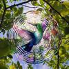 Hummingbird Stained Glass Wind Chime Metal Rotating Garden Decor for Patio Yard Indoor Outdoor No Electricity Needed Colorful Gift Idea