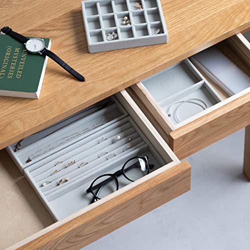 MUJI Acrylic Case / Velor Inner Box Divider / Lattice / Gray Approx. Width 15.5 x Depth 12 x Height 2.5cm 38373544