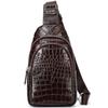 New Crocodile Patterned Men's Handbag Chest Bag Genuine Leather Personalized Fashionable Single Shoulder Crossbody Retro Cowhide