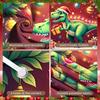 Festive Dino Display Holiday Decor Xmas Gift Backdrop Winter Dino Background Green Dinosaur Gifted Dino Display For Photo Shoot