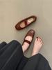 Vintage Square-toed Shallow Single Shoes Women's Spring and Autumn French Casual Ballet Fairy Flat Mary Jane Shoes Are Fashionable and Versatile