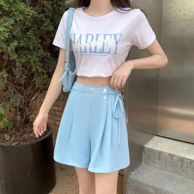 Anzughose für Damen im Sommer Dünn Hohe Taille Übergröße Damen Casual Weitbein Fünf-Punkt-Shorts