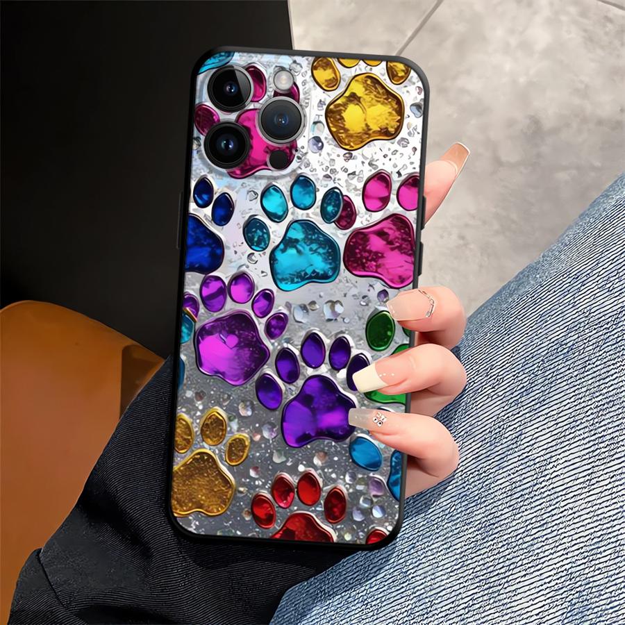 

Чехол для телефона Funda для Apple iPhone 17 Pro Max 15 Pro 7 8 XR XS MAX 11 14 13 12 16 Air Розовый Отпечаток лапы iPhone XS
