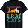Introverted But Willing To Discuss Cats Vintage Cat Lover Men Women T-Shirt