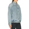 Womens Distressed Washed Denim Jacket Relaxed Fit With Cinched Waist Zipper Front Long Sleeve Casual Outerwear