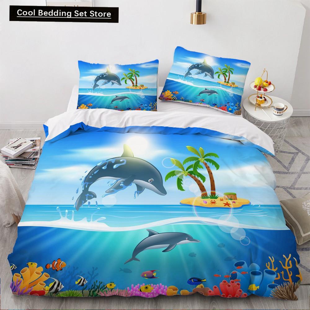 Dog Cat King Queen Duvet Cover Pet Kitty Puppy Bedding Set for Kids Teens Adults Lovely Animals Blue Soft 2/3pcs Quilt Cover