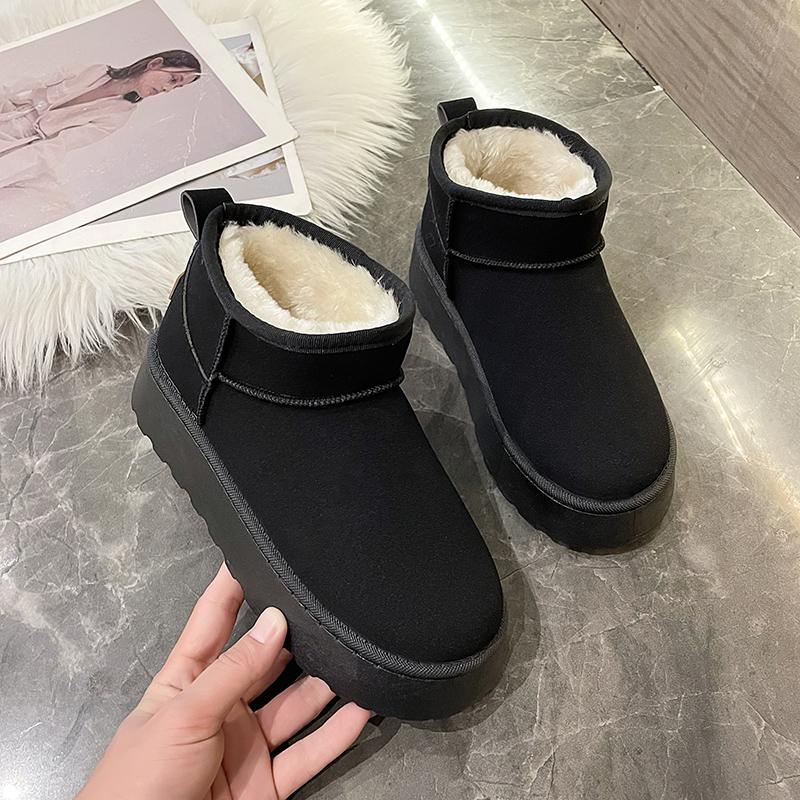Fashion Ladies Shoes Winter Women Short Plush Warm Snow Boots Casual Shoes  New Suede Fur Ankle Boots Flats Platform Ladies Shoes Boots