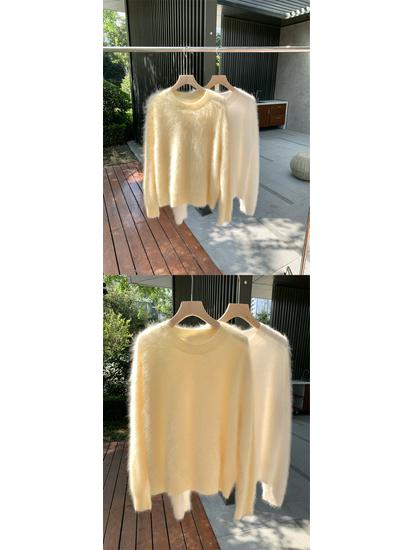 Women's Thick Mink-Like Plush Sweater - Cozy Autumn/Winter Knitted Pullover