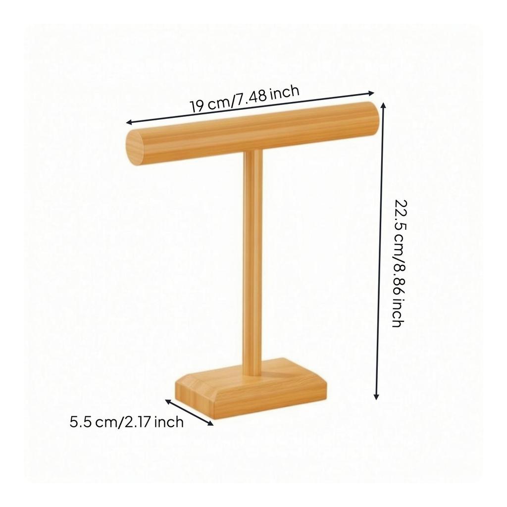 SingleTier Jewelry Stand with Display Rod SpaceSaving Wooden Stable