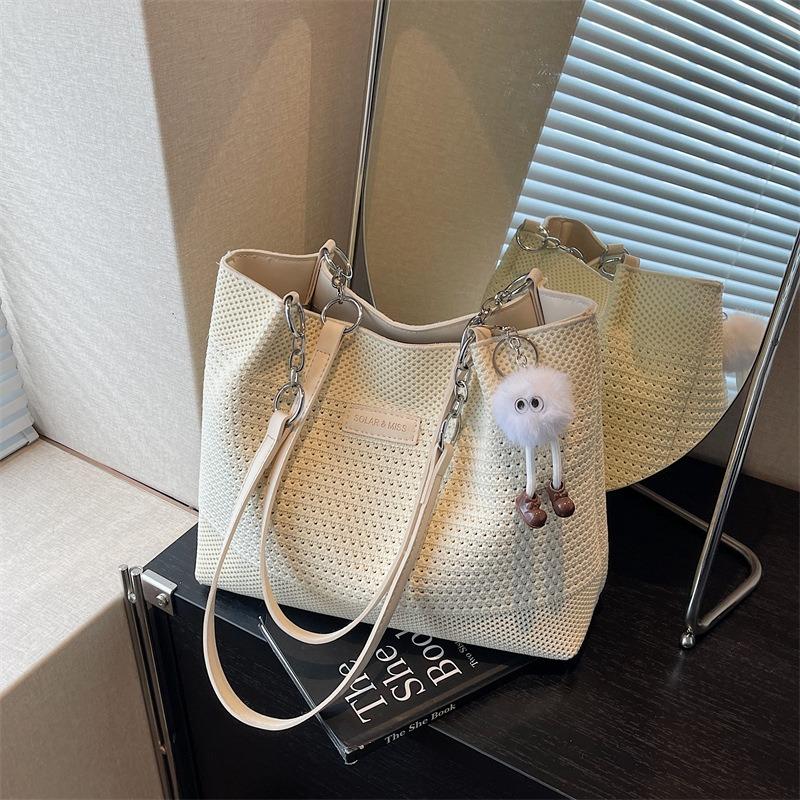 Large capacity knitted woven bag women's summer new versatile shoulder bag seaside vacation beach bag