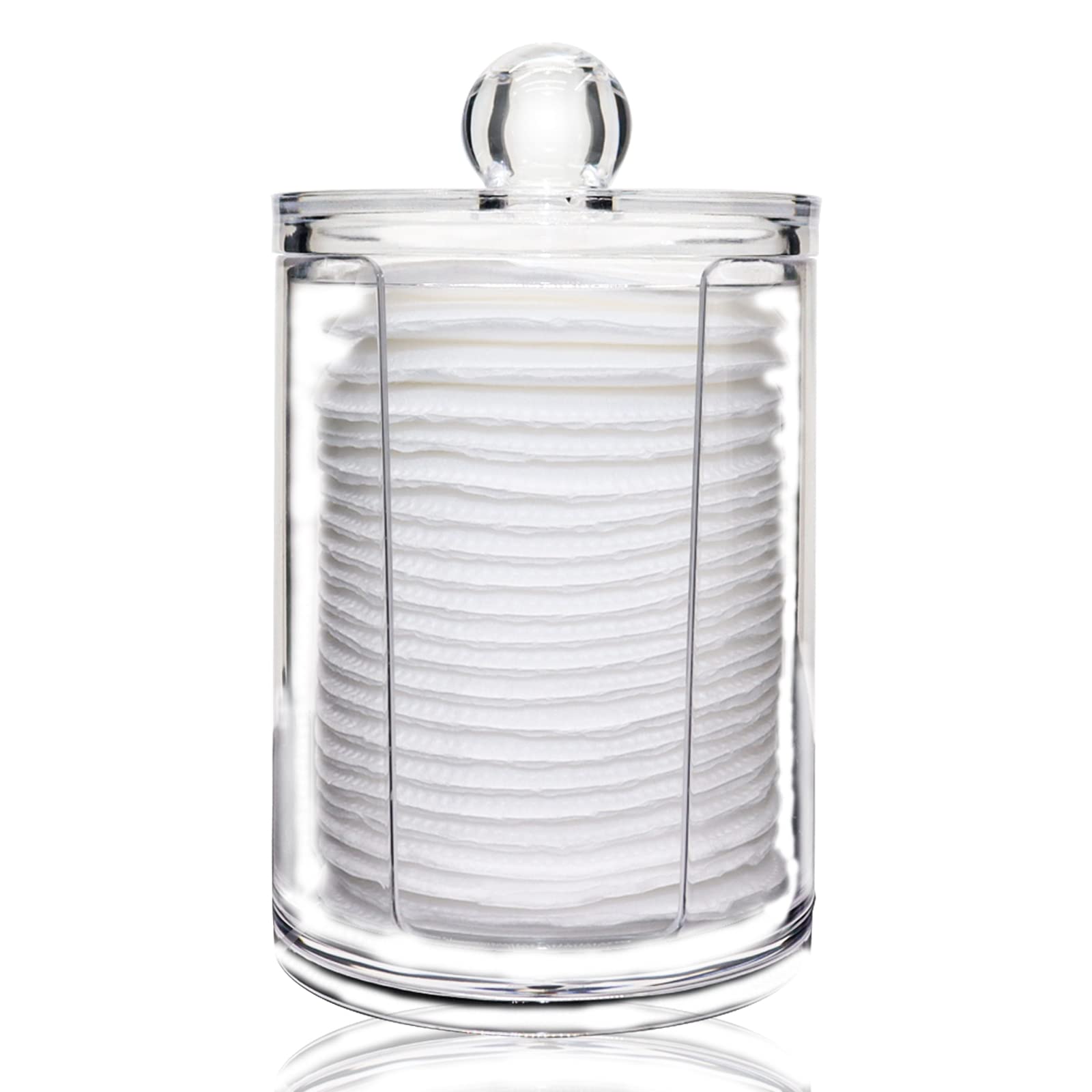 

Cotton Round Pad Dispenser with Bamboo Lid/ Transparent Lid, Small Clear Acrylic Container for Cotton Swabs/Cotton Balls