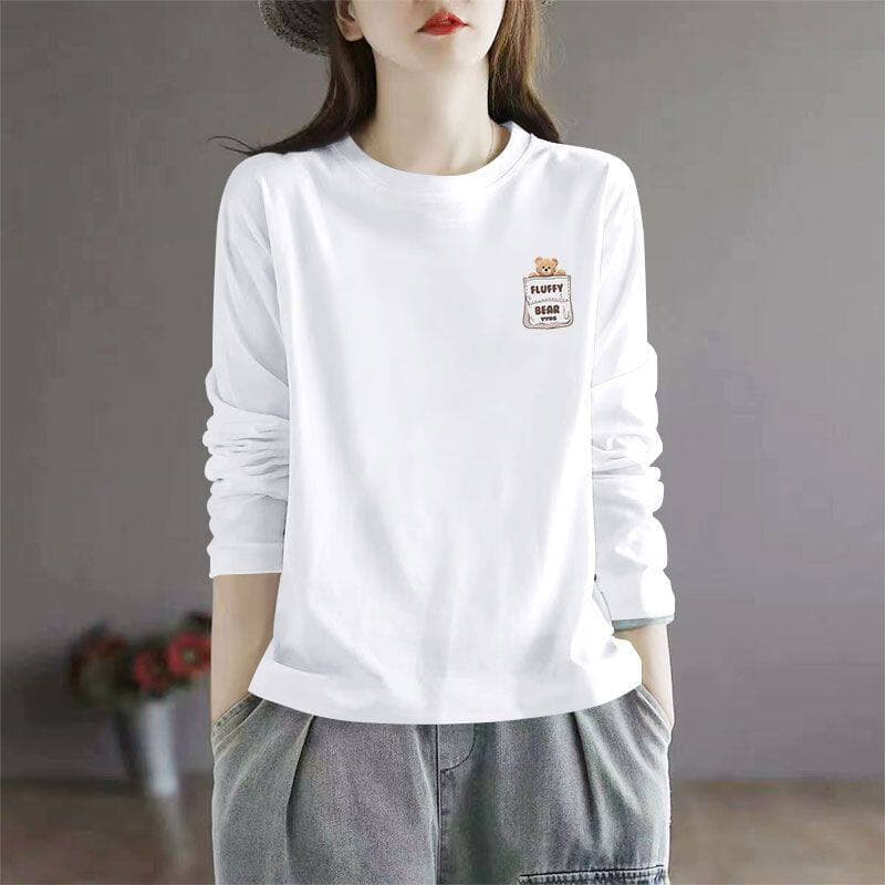 Kreatives bedrucktes Langarm-T-Shirt für Damen, atmungsaktiv, weich und bequem, geeignet für Freizeitkleidung das ganze Jahr über