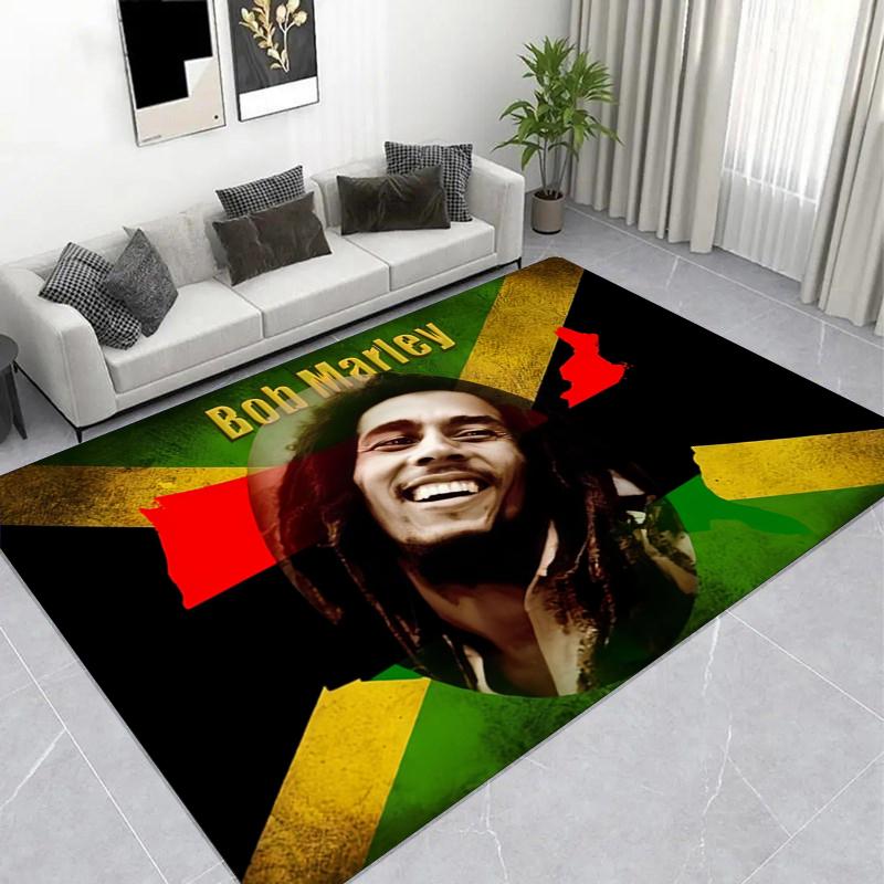Reggae Musician Live Concert Print Area Rug, Non-Slip Music Themed Floor Mat