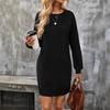2025 Long Sleeve Autumn/Winter Knit Solid Color Women's Dress