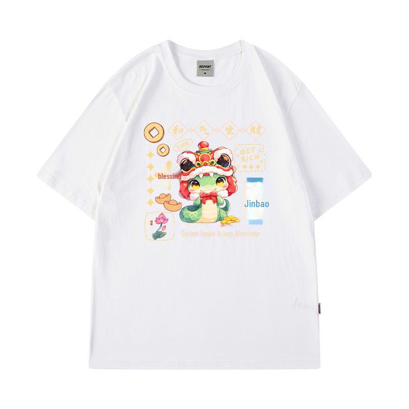 

Футболка унисекс High Street 2025 года в национальном стиле — повседневная с короткими рукавами S