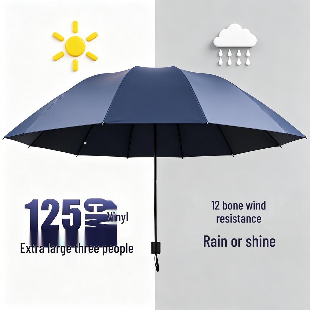 Super Large 12-Rib Sun Protection Folding Umbrella - Rain or Shine