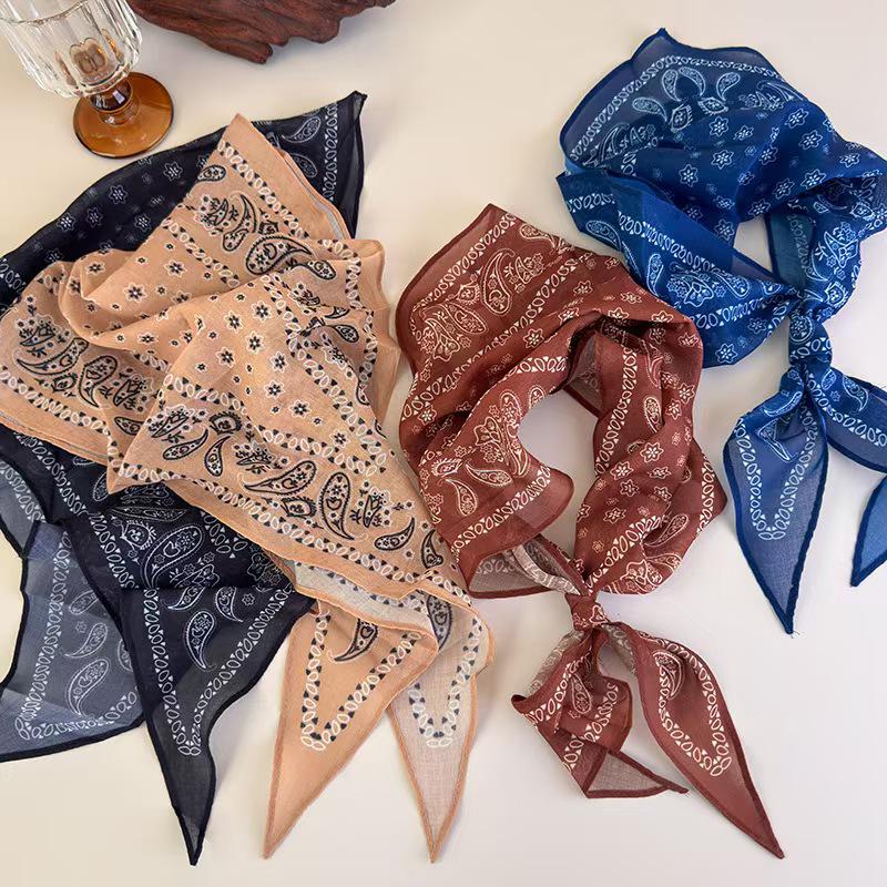 Women's Silk Square Scarf - Cashew Flower Bandana, Elegant Neck Accessory for 2025 