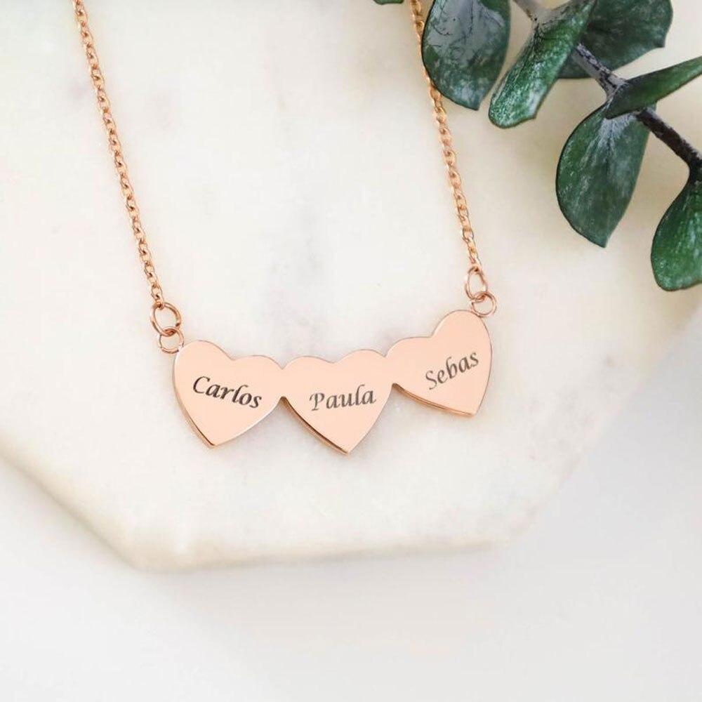 Mini World Heart Pendant Necklaces Stainless For Women Steel Gold Color 1 4 Names Love Heart Pendant Carved Date 'S Jewelry Present GiftTrendy Pendant