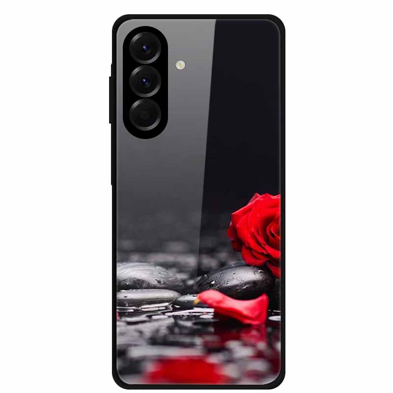 Tempered Glass Phone Case For Samsung Galaxy S24 FE Case Hard PC Back Cover Shell for Galaxy S24FE S 24 FE 5G Hard Covers Flower