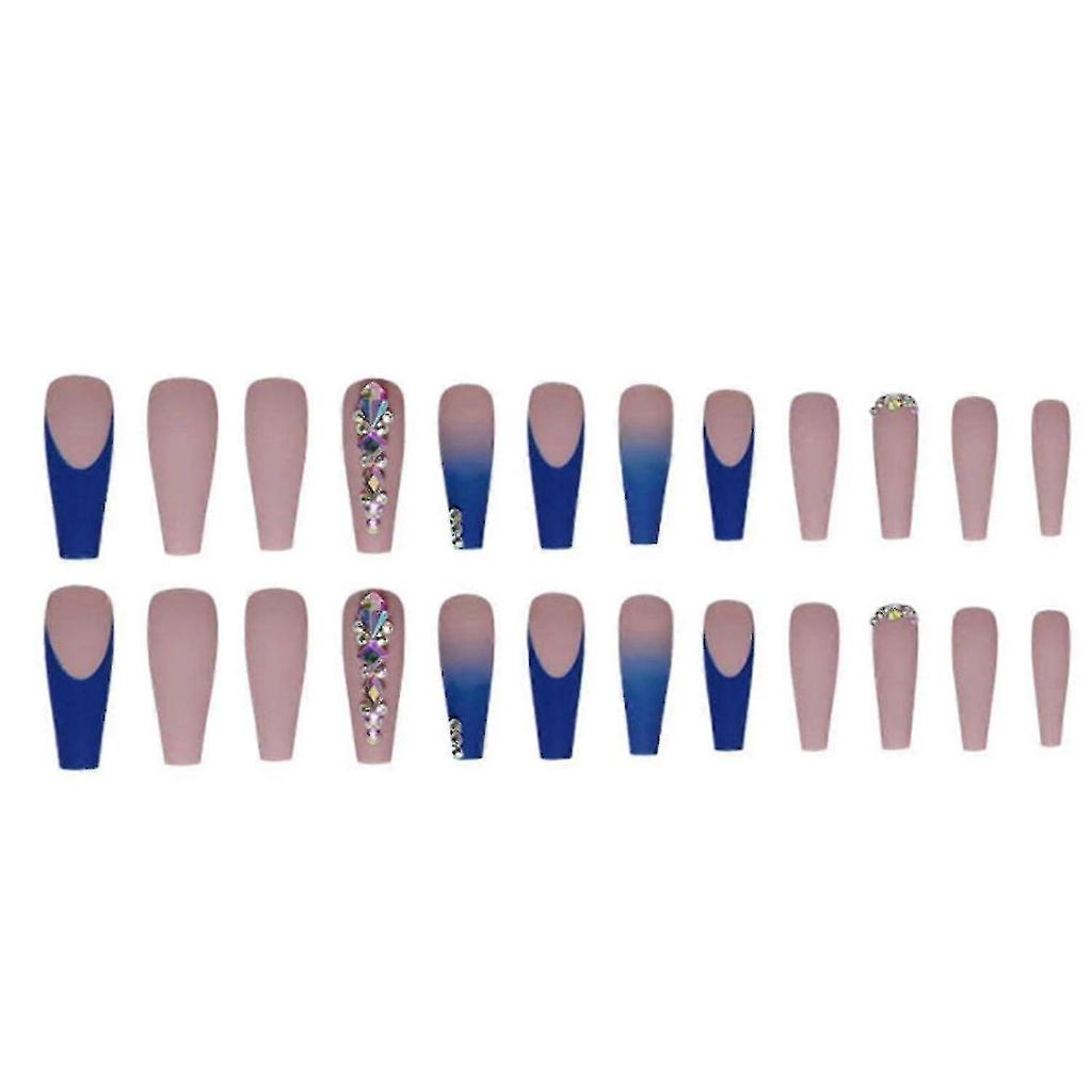 Long French Press On Nails Coffin Fake Nails Ballerina Acrylic Full Cover False Nails For Women And Girls 24pcs - RIpj