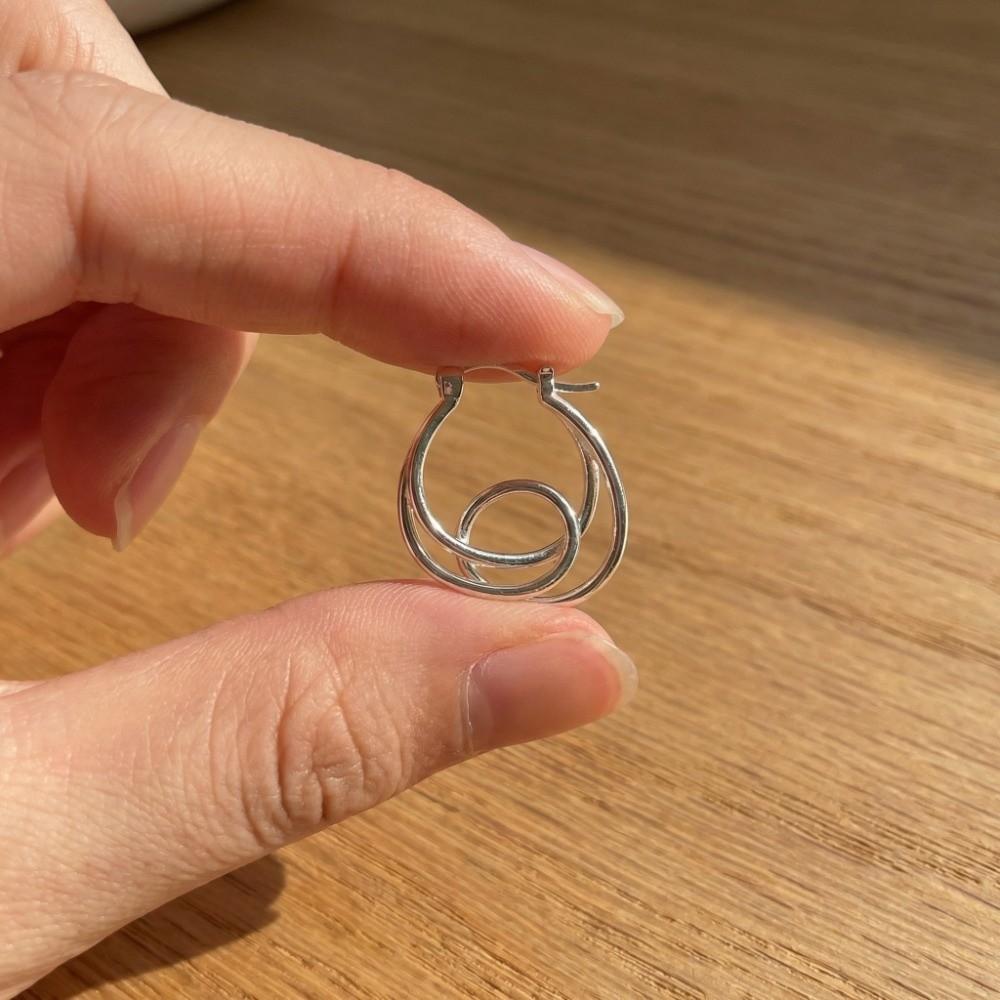 Simple Irregular Earrings Double Layer Personality Earrings Fashionable Hoop Earrings  Gift