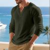 Men S Loose Casual Commuter Long Sleeve Henley T Shirt