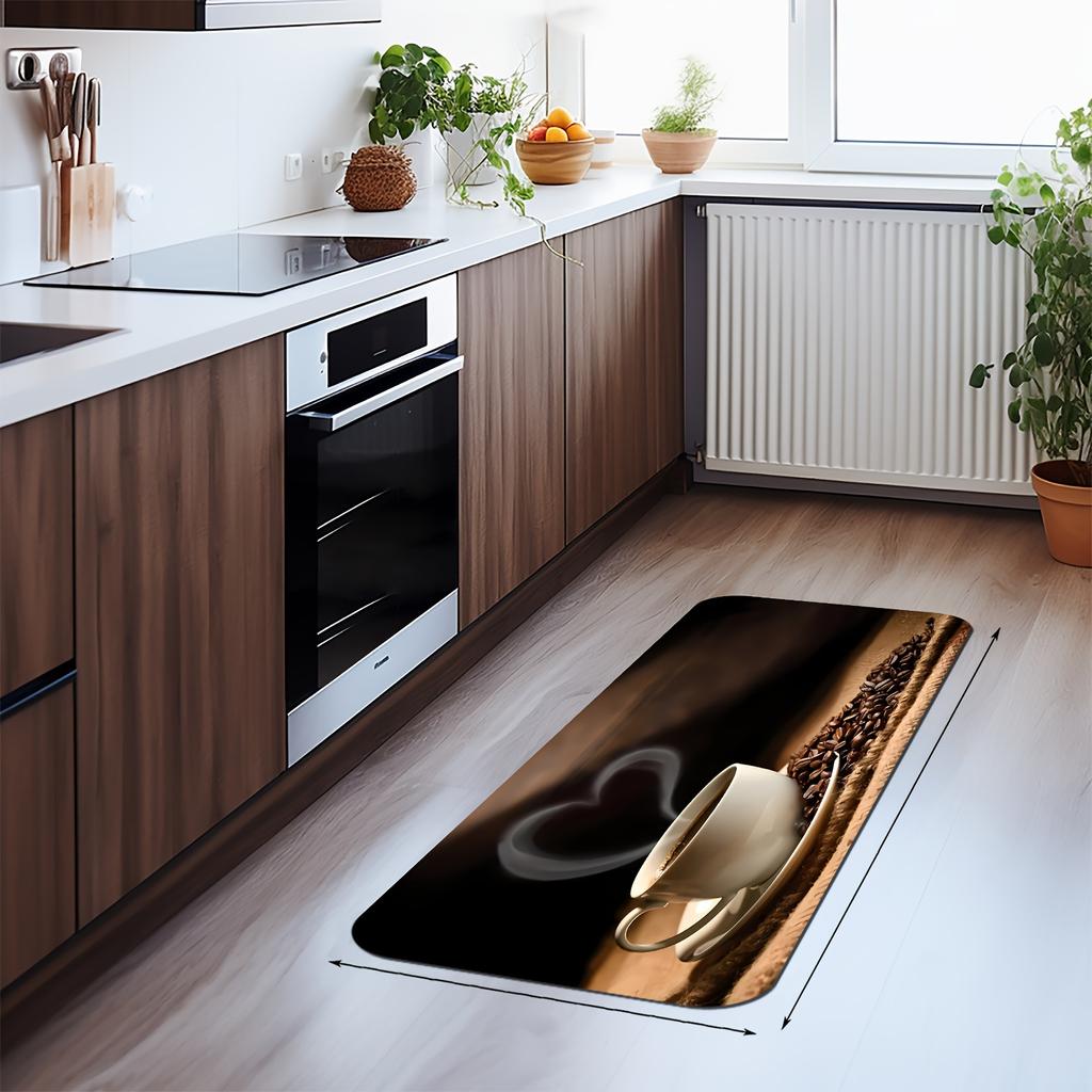 1 stk Kaffetrykk Anti-skli tepper Kjøkkenmatte Myk fortykket kjøkkengulvmatte Vanntett Vintage Absorberende Sklisikkert Oljebestandig Gulvmatte Løpematte