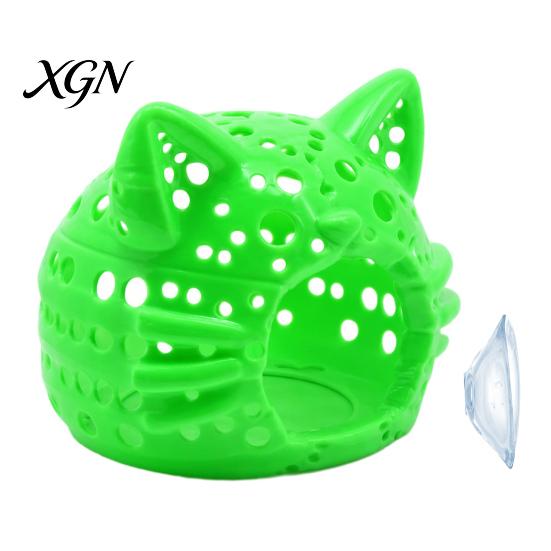 Fish Tank Hideout Aquarium Shrimp Cave, Cat Head with Suction Hiding Cave Cup, Decorative for Betta Tanks Accessories