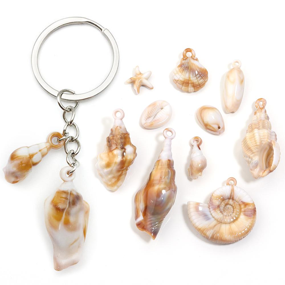 10-100pcs Natural Shell Acrylic Beads Ocean Light Brown  Seashell Pendants For Jewelry Making DIY Bracelets Keychain Accessories