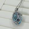 Přívěsek SACEGEMS 15*20mm Přírodní švýcarský modrý Topaz Přívěsek 925Sterling Silver Náhrdelník pro ženy Každodenní párty Jemný šperkový dárek