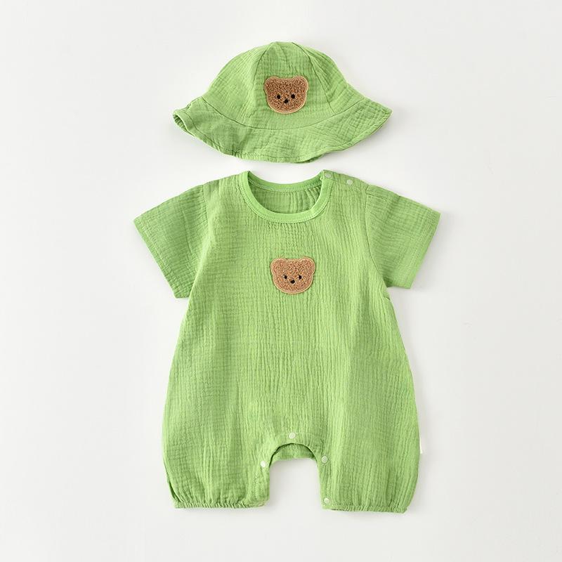 

Детский ромпер 2025: Летний марлевый комбинезон с коротким рукавом и мишкой - Дышащая, тонкая верхняя одежда для младенцев и малышей. 100 cm