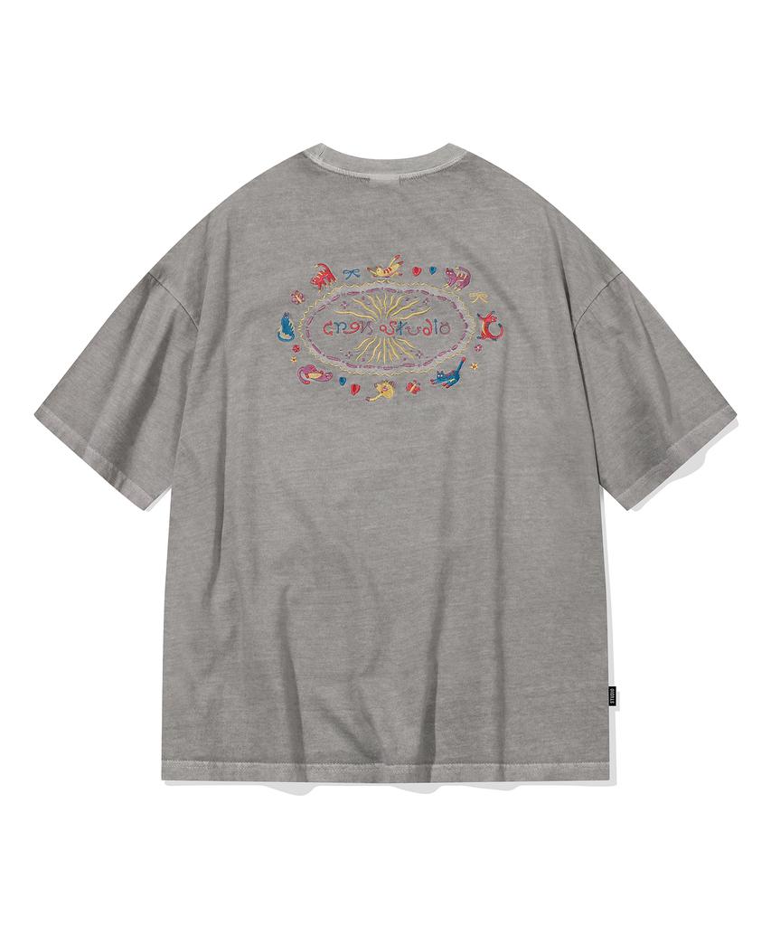 CPGN STUDIO Cat Stitch Pigment Short Sleeve Tee Ghost Grey
