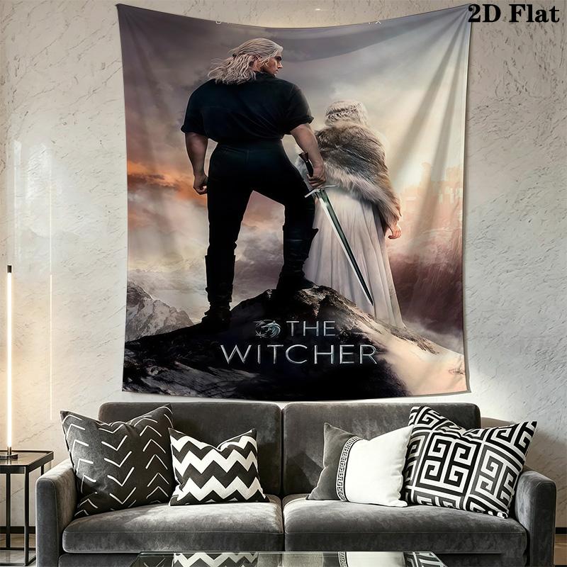 Witcher Wolf Logo Print Tapestry Fashion Print Wallmounted Wall Covering Decoration Work Of Art Background Cloth