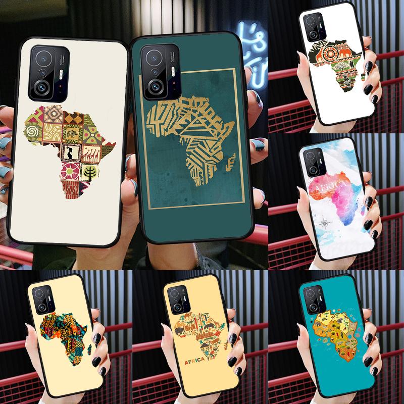 Africa Map Geography Painted For POCO X5 X4 X3 F5 Pro M4 M5s F3 F4 GT C40 Phone Case For Xiaomi 12T 11T 13 Pro 12 Lite