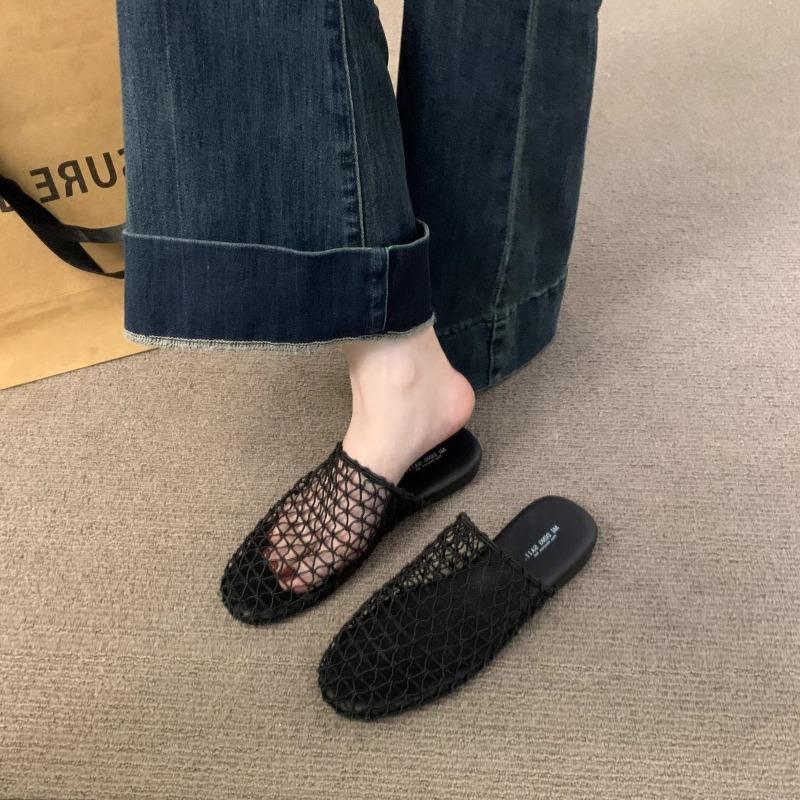 New fishing net sandals women's shoes seaside bag head cool slippers summer wear fashion flat shoes half drag