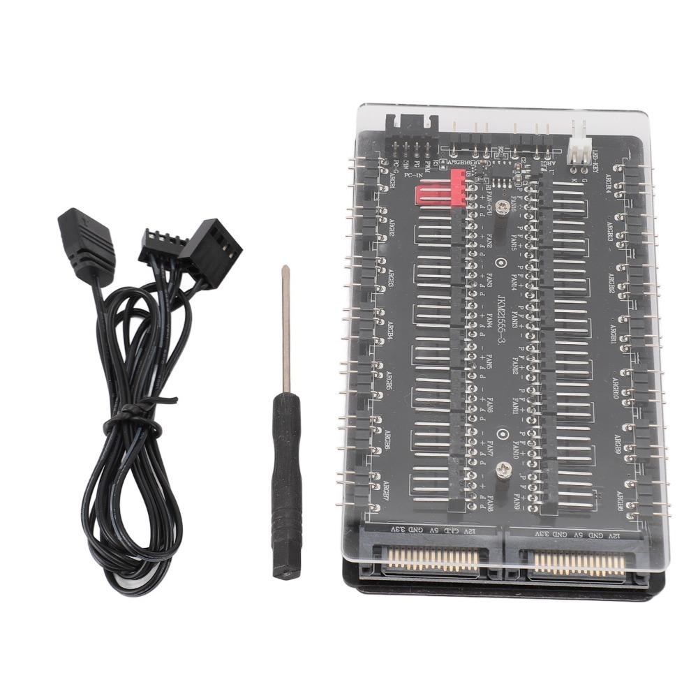 

4Pin PWM 2 in 1 Fan Hub SATAs Interface Case Fan Hub Portable 16 Way Fan Hub PC Case
