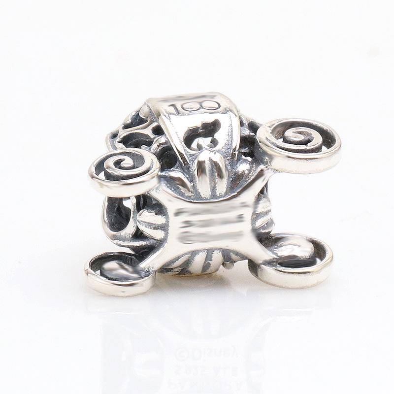 White Copper Disney 100th Anniversary Cinderella Carriage Charm Beads for Women
