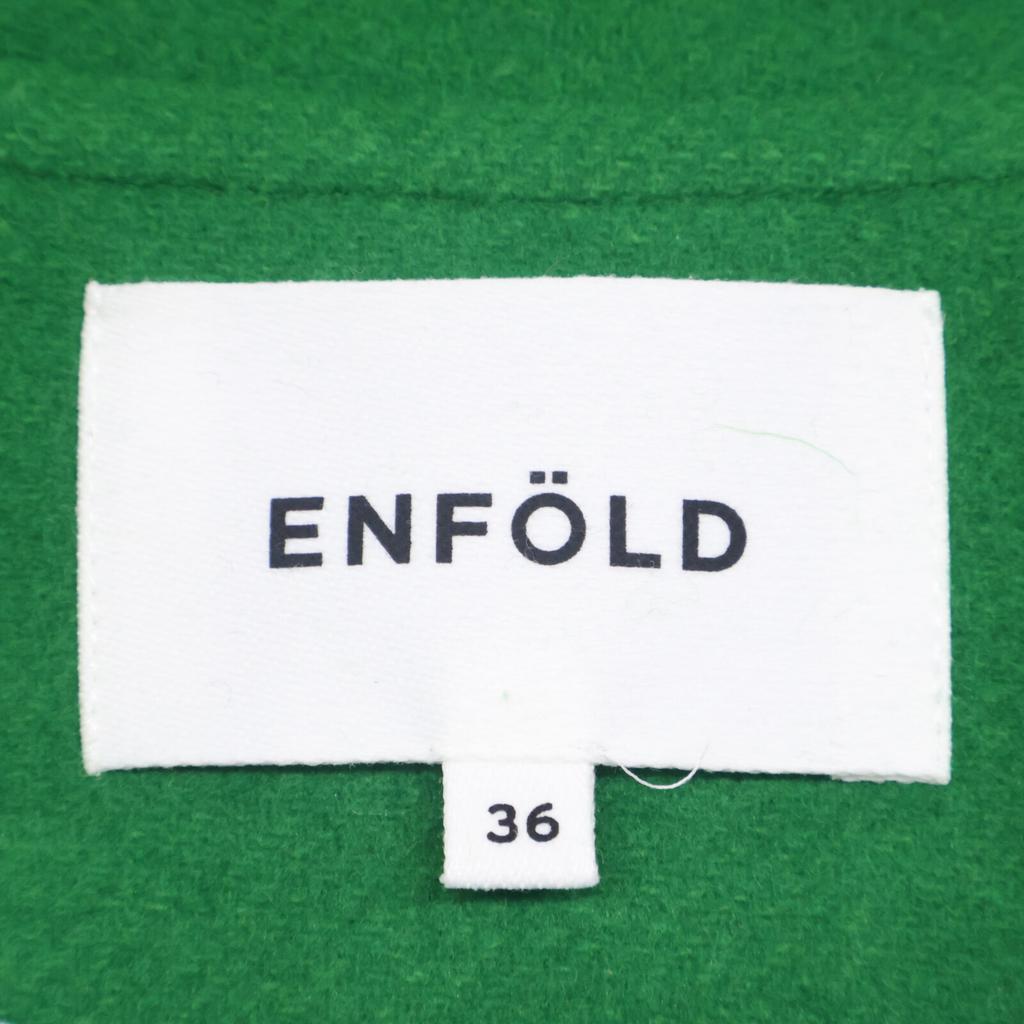 ENFOLD 24AW 300HA130-2920 Green Wool X Nylon Double Melton STADIUM-JUMPER Coat 36 greenUsed
