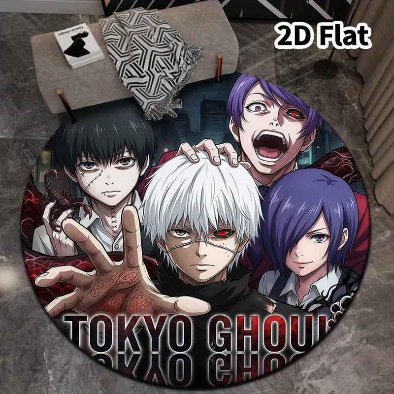 Tokyo Ghoul Runder Teppich Teppich für Wohnzimmer Schlafzimmer Sofa Spielzimmer Dekor Rutschfeste Bodenmatte